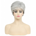 Naiste parukad L&uuml;hikesed soengud S&uuml;nteetiline Hall Kihiline Lokkis Emaparukas Tukkidega Naine Vana Daami Kost&uuml;&uuml;m Keskmine Suurus Pehmed Juuksed