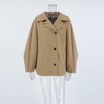 VAYLA Uued &uuml;ler&otilde;ivad Naiste Trenchcoat Nahkhiirevarrukas Pikk mantel Talvine Villane kangas Trench Pruun Rev&auml;&auml;r Keskmise pikkusega Jakid S khaki