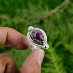 Kingitus naistele Solitaire reguleeritav s&otilde;rmus 925 h&otilde;be naturaalne rubiin zoisiit Adjustable