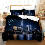 3D Prindi New York City &Ouml;&ouml;vaade Voodipesukomplekt Tekikott Voodikomplekt Tekikate Padjap&uuml;&uuml;r Tekk Kuningas Kuninganna Suurus Poisid T&auml;iskasvanud 135x200cm 2pcs gray