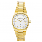 Bulova Super Seville Kullatooni Roostevabast Terasest Valge sihverplaat Kvarts 97B223 Meeste k&auml;ekell valge