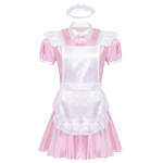 Meeste Sissy Prantsuse Neiu Kost&uuml;&uuml;mid Cosplay Kost&uuml;&uuml;mid Puhvisvarrukatega N&ouml;&ouml;bitav Peokleit koos P&otilde;lle ja Peav&otilde;ruga M roosa
