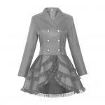 Naiste kaherealine viktoriaanlik steampunk bleiser-mantel gooti frakk sabaga jakk pits&auml;&auml;risega Halloweeni pulma&uuml;htne kost&uuml;&uuml;m S hall