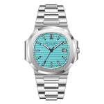 Specht&Sohne New Classic 5711 Meeste k&auml;ekell Roosa kuld Automaatsed mehaanilised kellad Ehtne nahk Safiirklaas Meeste kell 40MM-Versions blue