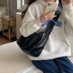 Naiste pehmest PU-nahast laia rihmaga Hobo &otilde;lakott Vintage suure mahutavusega &uuml;hev&auml;rviline lukuga Crossbody kott 30x11x20cm