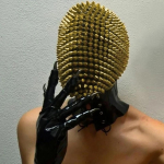 Halloweeni mask naeltega T&auml;isn&auml;o kate Halloween Naljakas mask Kogu pea kiiver Cosplay rekvisiidid &Ouml;&ouml;klubi tantsumask kuld
