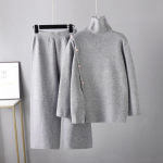 Naiste Design Sense k&otilde;rge kaelusega &uuml;hev&auml;rviline l&otilde;hestatud silmkoeline kampsun Talvine laia s&auml;&auml;rega p&uuml;ksid kaheosaline komplekt One size must