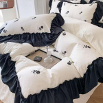 Prantsuse printsessi stiilis voodipesukomplektid Hepburni stiilis lipsuga tekikate Romantiline voodipesu kaunistus Naiste t&uuml;drukute magamistuba tekikate 4 tk Fitted Sheet Style&150x200cm 3pcs