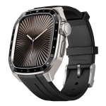 Metallkorpus+Silikoonrihm Apple Watchi rihmadele 46mm 45mm P&otilde;rutuskindel kaitse&uuml;mbris Iwatch Series 11 10 9 8 Series 7 8 9 45mm hall/must
