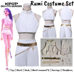 KPop Deemonik&uuml;ttide Lapsed Rumi Zoey Mira Cosplay s&auml;delev kost&uuml;&uuml;m Valge vormiriietuse komplekt Huntrix Riietus T&uuml;drukutele Halloween Rollim&auml;ng 130 gray
