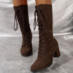 Talvised Naiste Saapad Kingad Mood Vintage Paelad Saapad Naised &Uuml;mar Cowboy K&otilde;rged Kontsad Saapad Kingad Naine Botas Mujer 40 pruun