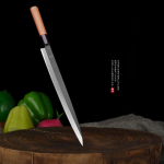 Sashimi nuga Jaapani stiilis 6Cr16MoV teras Terav Kala viilutamiseks Sushi Fileerimiseks L&otilde;ikur K&ouml;&ouml;ginoad Puidust k&auml;epide 24cm Blade