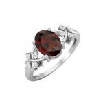 8X6MM ovaalne granaatkivist kalliskivi 925 sterlingh&otilde;bedast solitaire halo naiste kihlas&otilde;rmus 6 valge