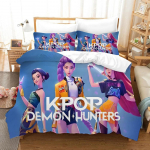 Kpop Deemonik&uuml;tid Tekikate Komplekt Multikas Anime Rumi Zoey Mira HUNTR X Voodipesu Komplekt Tekikate Padjap&uuml;&uuml;r Voodikomplekt &Uuml;heinimese Kuninglik EU King 240x220cm