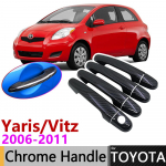 Must s&uuml;sinikkiust v&auml;lisukse k&auml;epideme kate jaoks Toyota Yaris Vitz XP90 2006~2011 2007 Autotarvikud Kleebised Trimmikomplekt Kroomi Handle 2 Keyhole 2D