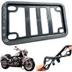 Motorcycle License Plate Frame n Flag (Black) Anti Rattle Silicone Subdue