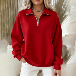 Women's casual and fashionable loose solid color pullover long sleeved sweatshirt S roosa