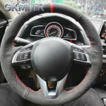 ization Car Steering Wheel Cover Accessories Hand Sewing Suede Leather For Mazda 3 Axela 2013-2016 Mazda 6 Atenza Mazda 2 Blue Thread