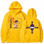 Anime Fashion Sport kapuutsid ja dressipluus One Piece Hoodie Unisex Hoodie Ace Printing Pullover Plus Size kapuutsid Lahtine dressipluus XXXL kollane