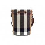 Burberry reguleeritava rihma ja n&ouml;&ouml;rsulgemisega puuvilla-linasegu nahast &auml;mbriga &otilde;lakott v&otilde;i crossbody kott naistele, pruun Basic Set (Bag + Dust Bag) pruun