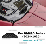 Soft Carbon Fiber Trim Sticker For BMW 5 Series G60 G61 G68 i5 2024 2025 Central Control Gear Rear Armrest Button Panel Interior black carbon