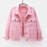 Klassikaline teksatagi Naistele teksad Jean Boyfriend jakid naistele &Uuml;lem&otilde;&otilde;duline lahtine mantel Veste Femme Lilla Valge Kollane Mujer XS roosa