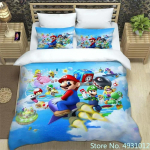 Anime Jumpman Super Mario Laste Voodipesu Komplekt Padjap&uuml;&uuml;r Voodipesu Multikas 3D Prinditud Lapsed T&auml;iskasvanud Poisid Tekikott Tekikoti Kate Kingitus EU Single(135*200cm)3pcs