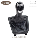 For Skoda Yeti 2009 2010 2011 2012 2013 Car Manual 5/6 speed Gear Shift Knob Stick Lever With black leather boot Car Accessories 5 Speed gray