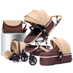 BAZARLAND30 Poussette 3 en 1 B&eacute;b&eacute; Combin&eacute;e Si&egrave;ge-Auto Nacelle Trio R&eacute;versible R&eacute;glable Haute Qualit&eacute; Roues increvables Canne khaki khaki