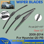 3 tk Hyundai i20 PB 2008-2014 jaoks 24 + 16 + 12 Esimesed ja tagumised kojamehed Tuuleklaas Tuuleklaas Akna l&otilde;ikuri tarvikud must
