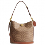 Coach Willow 28 Klassikaline logo pehme kunstnahast koos nahast &auml;mbriga Koti Crossbody &Otilde;lakott Suur Naiste kotid Pruun Karamell CW882-B4XHG Gift Box Set (Basic Set+Black Box)