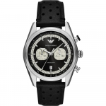 Emporio Armani Racer Must Nahast Meeste Kvarts Kronograafkell AR11635 must