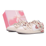 Jordan Air Jordan 1 Nahk Polsterdus Libisemisvastane Kulumiskindel Madal Kaelus Vintage Korvpallijalatsid GS Heleroosa 553560-053(Team27-AJS-BOX) 38.5