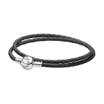Pandora nahast kahekordne punutud 925 h&otilde;bedast k&auml;ev&otilde;ru Unisex k&auml;ev&otilde;ru Must 590745CBK+590745CRD Default Packaging,35,Black