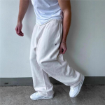 FlowStreet Vabaajusdressip&uuml;ksid Meestele ja Naistele Streetwear L&otilde;dvad Jooksup&uuml;ksid Pony logo Laiad P&uuml;ksid S&uuml;gis Talv S valge