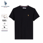 USA. POLO ASSN. Meeste puhas puuvillane lahtine l&uuml;hikeste varrukatega T-s&auml;rk L must