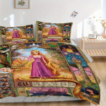 3 tk Joonisfilmist Rapuntsel (Tangled) Prinditud Voodipesukomplekt, Pehme ja Mugav Tekikate Magamistoa jaoks B012 135x200cm