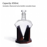 850 ml teemantveinipudel, veinikomplekt puidust alusega, viskidekanter, originaalsus baari, kodu kaunistuseks, kingitus