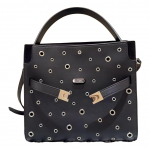 Tory Burch Lee Radziwill Metallnaastudega V&auml;ike Vasikanahast T&otilde;mblukuga K&auml;ekott Naiste K&auml;ekotid Must 165701-001 Basic Set (Bag+Dust Bag)