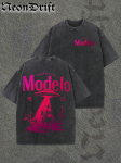 Vintage pestud Modelo Cerveza Cowboy UFO tr&uuml;kiga suur puuvillane t-s&auml;rk L&auml;&auml;ne tulnuka grunge esteetikaga tee &otilde;llef&auml;nnidele S