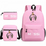 Lionel Messi &middot; Perifeeria Tr&uuml;kitud Koolikott Kolmeosaline Pinal &Otilde;lakott Seljakott three-piece set roosa