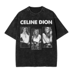 Meeste T-s&auml;rk Celines Dion Pesemise efektiga T-s&auml;rk Streetwear Hip Hop Vintage T-s&auml;rgid T-s&auml;rgid Mehed Naised Puuvill Suvine Top L gray