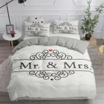 Mustvalge tekikott Kuninganna/Kuningas/T&auml;issuurus Hr Ja Proua Voodipesukomplekt 3 Osa Pehme Mikrokiud Paar Romantiline Tekikate 140x200cm 3pcs gray