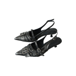 Vintage Stilettos S&uuml;gis Uued Terava Ninaga Madalad Neetidega Metallpandlaga &Uuml;he Rihmaga Libisemisvastased Kulumiskindlad K&otilde;rged Kontsad 40 must