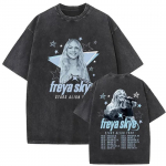 Laulja Freya Skye Stars Align Tour 2026 Vintage Pesuga T-s&auml;rgid Meeste Naiste Suvine Esteetiline R&otilde;ivastus Hip-hop &Uuml;legabariidiline T-s&auml;rk S