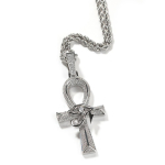 Ainulaadne disain Retro aksessuaarid Horuse silm Ehted Ankh ristikujuline ripats Messing Tsirkoon J&auml;&auml;ga kaetud 3mm Kuuba l&uuml;lidega ketiga kaelakee 28inches.&3mm twist chain h&otilde;be