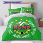 Rapid Vienna logo Voodipesu Tekikomplekt Tekikate Padjap&uuml;&uuml;r Kodukaunistus S&uuml;nnip&auml;evakingitus (1 * tekikott + 2 * padjap&uuml;&uuml;ri, ilma s&uuml;damikuta) 135x200cm
