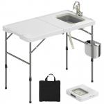 Kokkupandav matkalaud valamukraani, reguleeritava k&otilde;rguse, kokkupandavate &auml;mbripesade, joonlaua ja kandekotiga 127 x 68.5 x 113 cm
