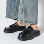 Meeste Mules Loafersid Must Nahk Klotsid Suvised Kleitkingad Slip-on Sandaalid Vabaaja Tagantlahtised Poolkingad &Uuml;lem&otilde;&otilde;dulised 38 must