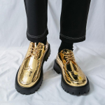 Meeste Punk Loaferid Kleidi K&otilde;rgendusega Kingad K&otilde;rguse Lisamiseks Must Valge Kuldne Nahast Kingad Kerged Paksude Taldadega Platvormkingad Suurused EU: 46 kuld